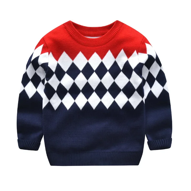 2024 New Autumn Winter Hedging Thick Long-sleeved Boys Sweater Children Sweater Cotton Pullover Boy Baby Sweater for 2-8 Years