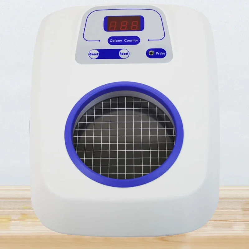 Bacterial count detector, semi-automatic digital display and voice-announcing bacterial count counter.