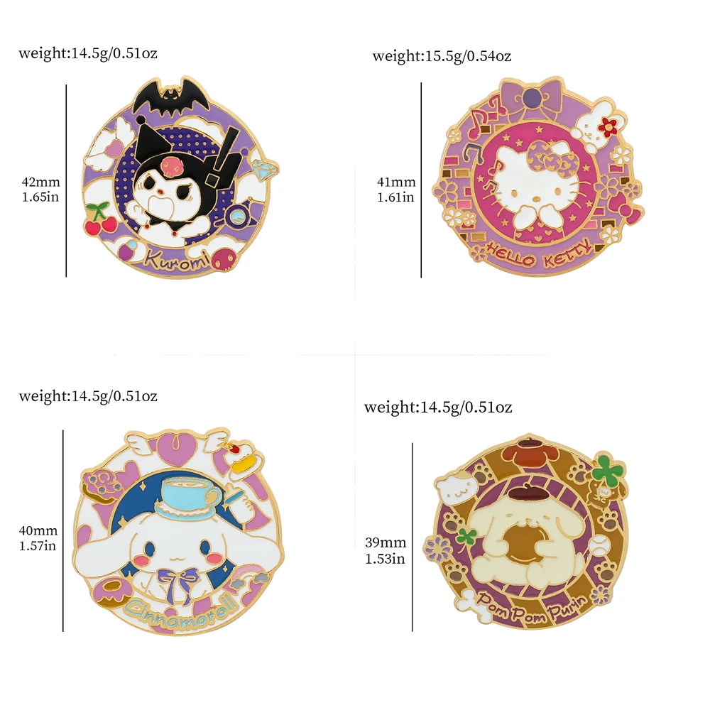 Wholesale Anime Kitty Cat Enamel Pins for Jacket Badge Brooch Accessories Cute Kuromi Melody Pins for Girl Jewelry Gift