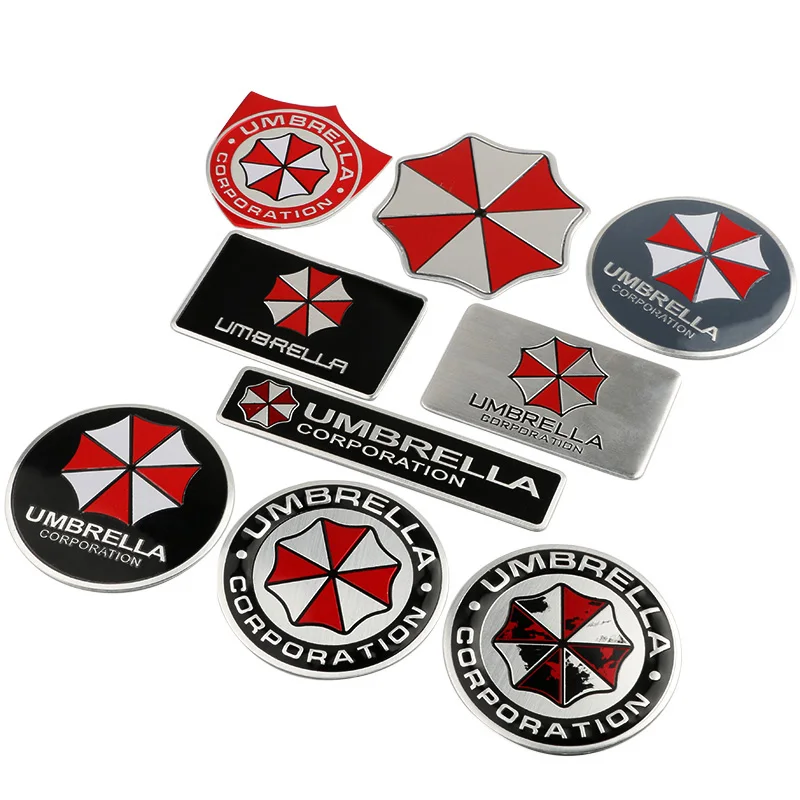 3D Aluminum Car Badge Sticker Umbrella Corporation LOGO Body Trunk Decoration Decals for Mercedes Benz Chevrolet JEEP Seat Mazda