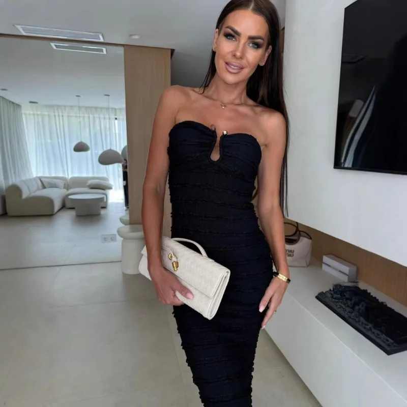 Abito aderente a sirena da donna elegante con spalle scoperte Abito da sera da celebrità con corsetto sottile sexy per ospiti