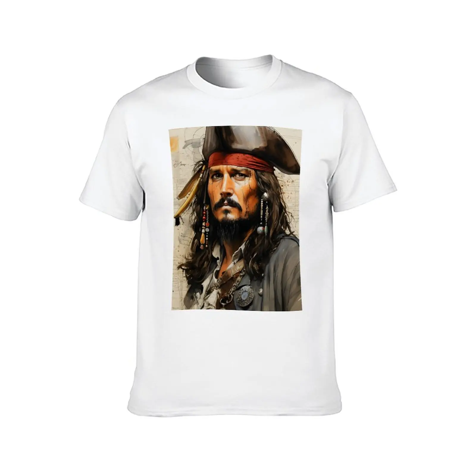 Captain Jack Sparrow Portrait Satirical Sketch Notes AI Generated- Sail the High Seas in Style T-Shirt