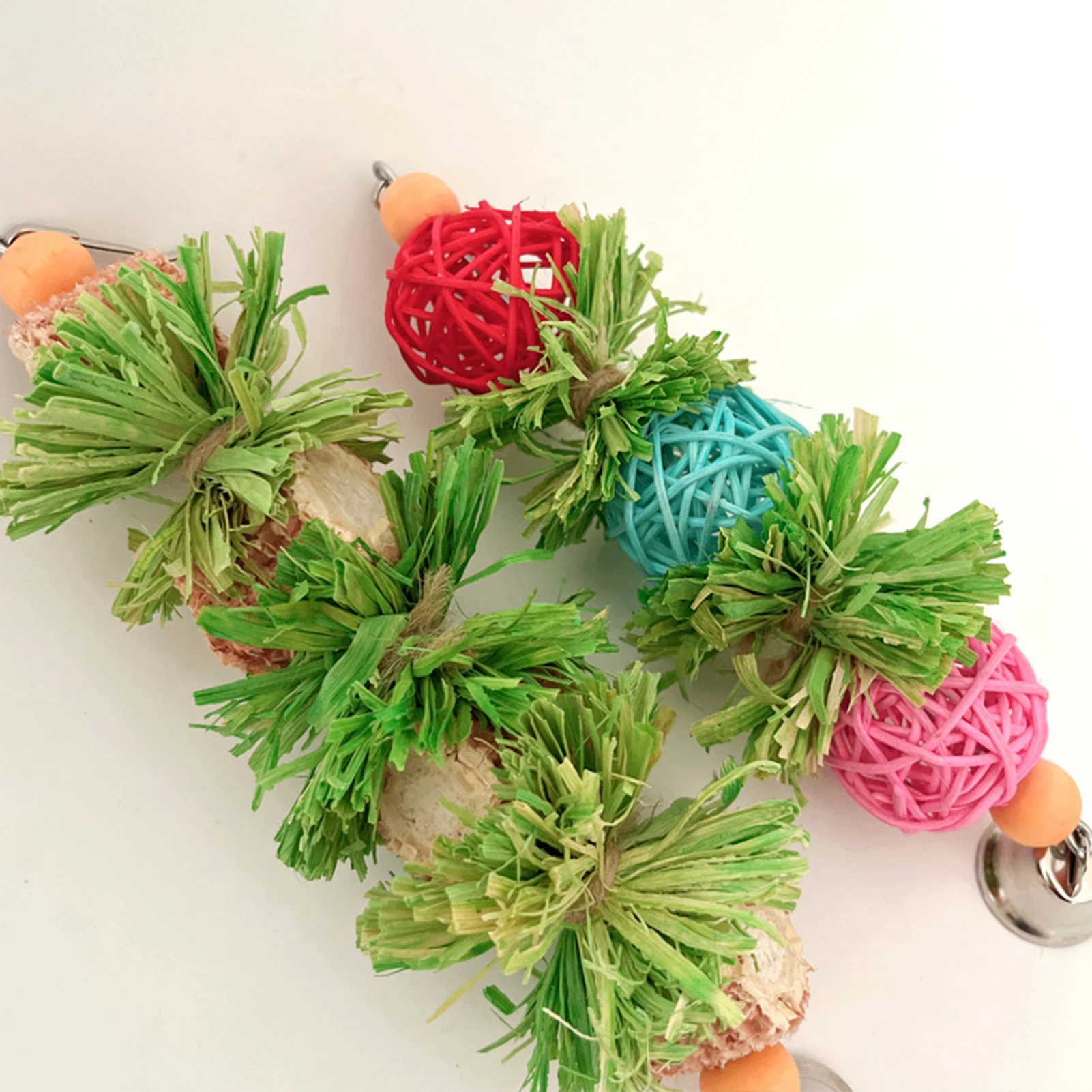 Parrot Chew Toys Natural Corn Husk Ball and Cob String for Cockatiel Lovebird Budgie Cage Hanging Foraging Interactive Bird Toys - view 6