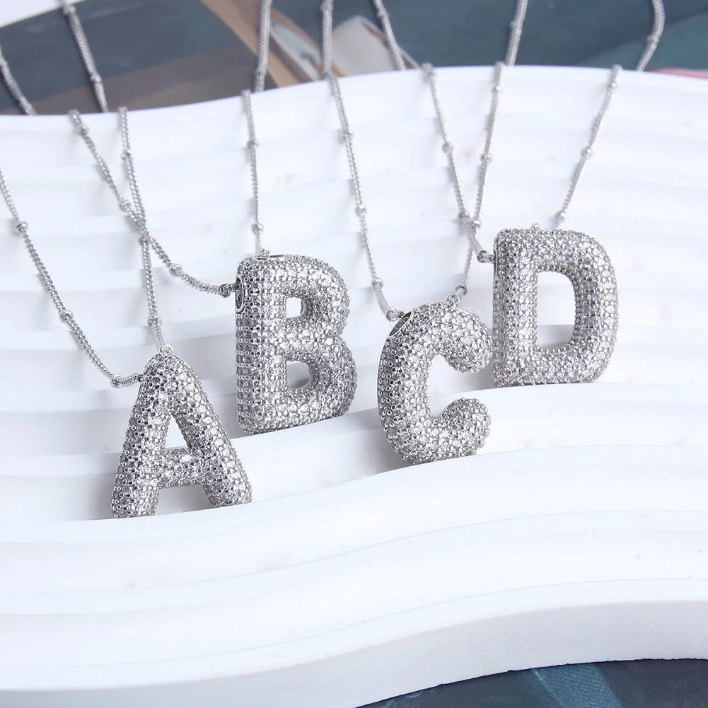 A-Z Alphabet Stainless Steel SilveryPendant with letter A for Women Chain Initial Letter Clavicle Necklaces Collar Jewelry