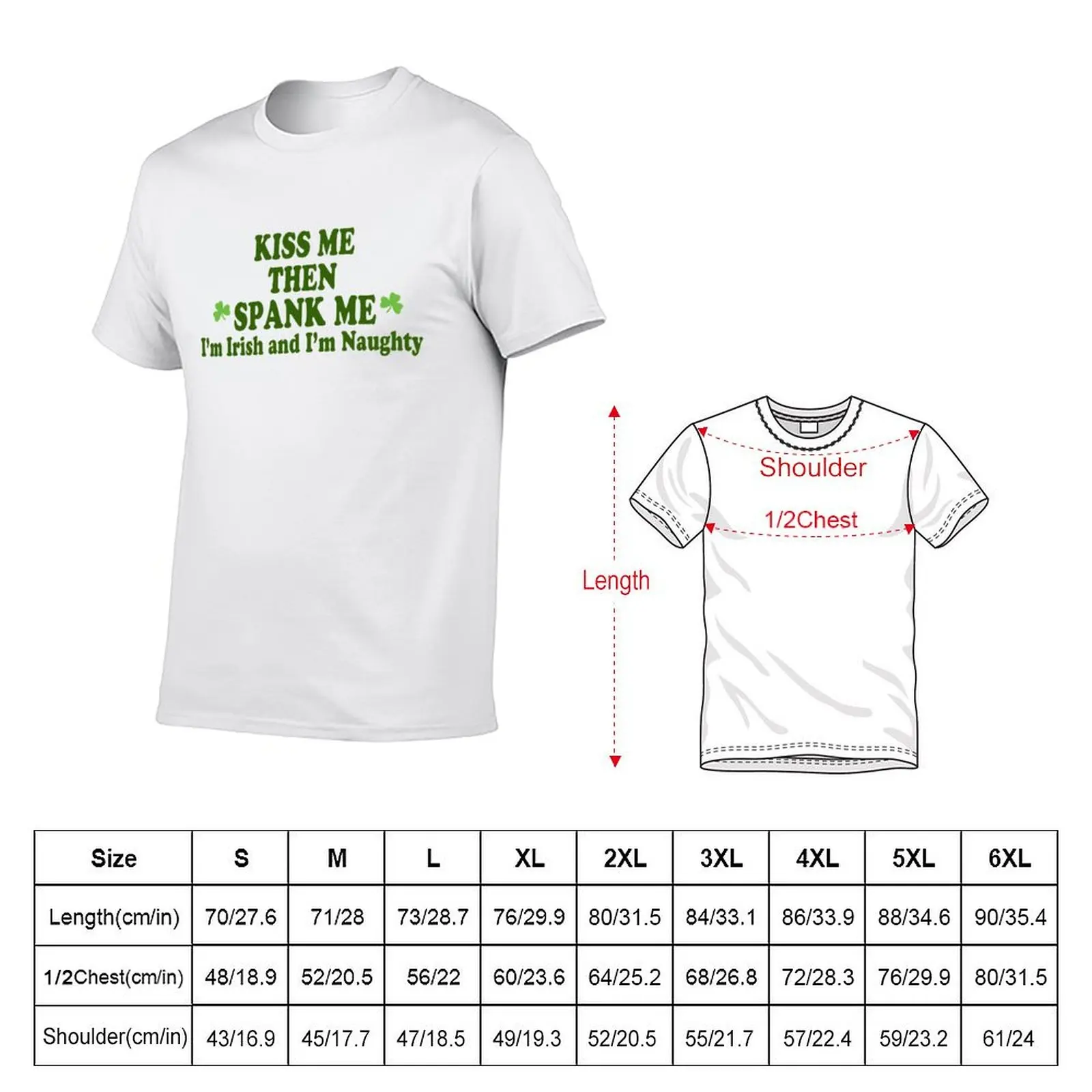 Funny St Patrick's Day Kiss Me Then Spank Me - I'm Irish & I'm Naughty T-Shirt Retro Style Print Casual Top
