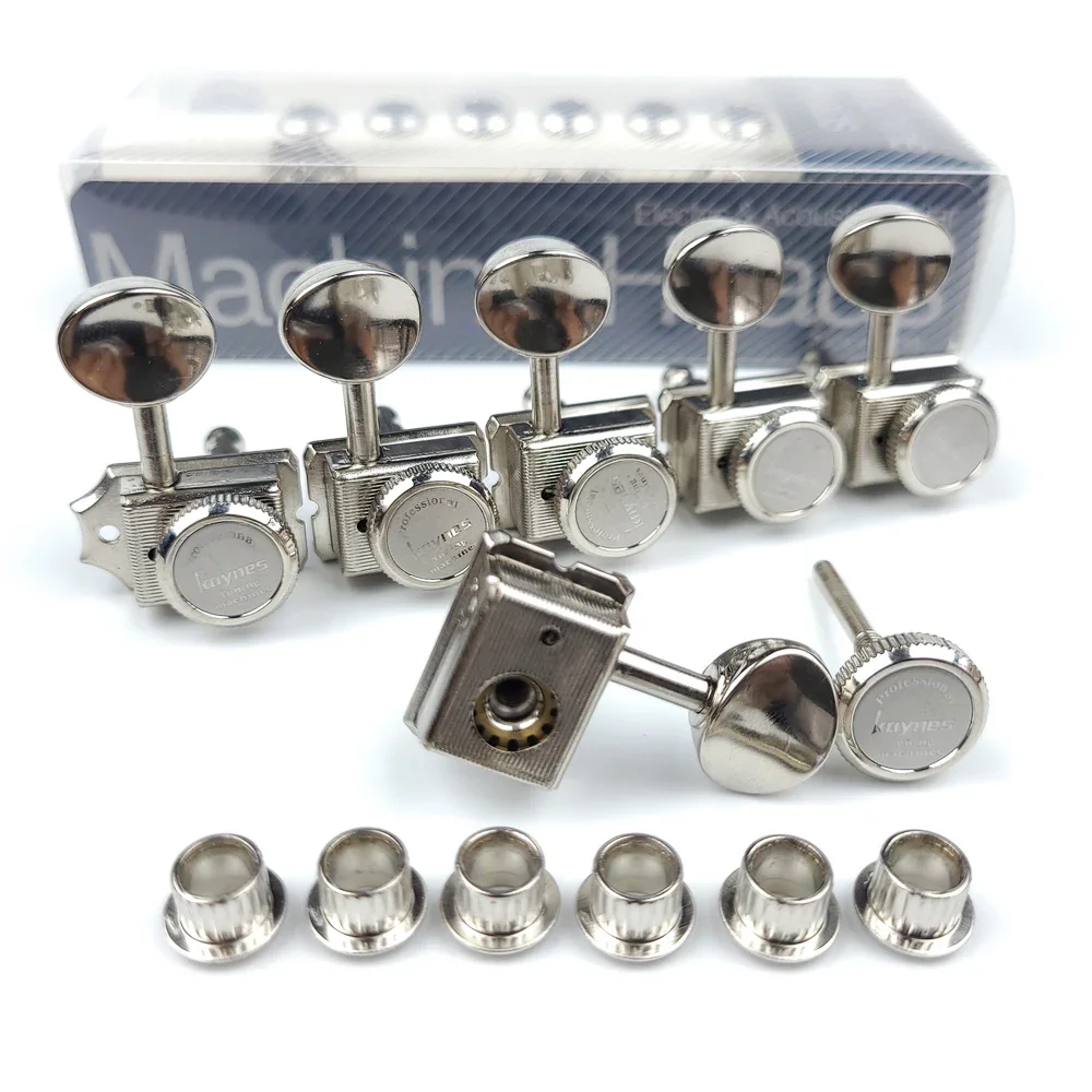 

1 Set 6 In-line Locking Vintage Electric Guitar Machine Heads Tuners Guitar Lock String Tuning Pegs ( Nickel )