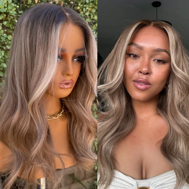 

Free Part 13x4 Ombre Brown Blonde Balayage Lace Front Wig High Quality Pre Plucked Hairline Heat Resistant Natural Body Wave Wig