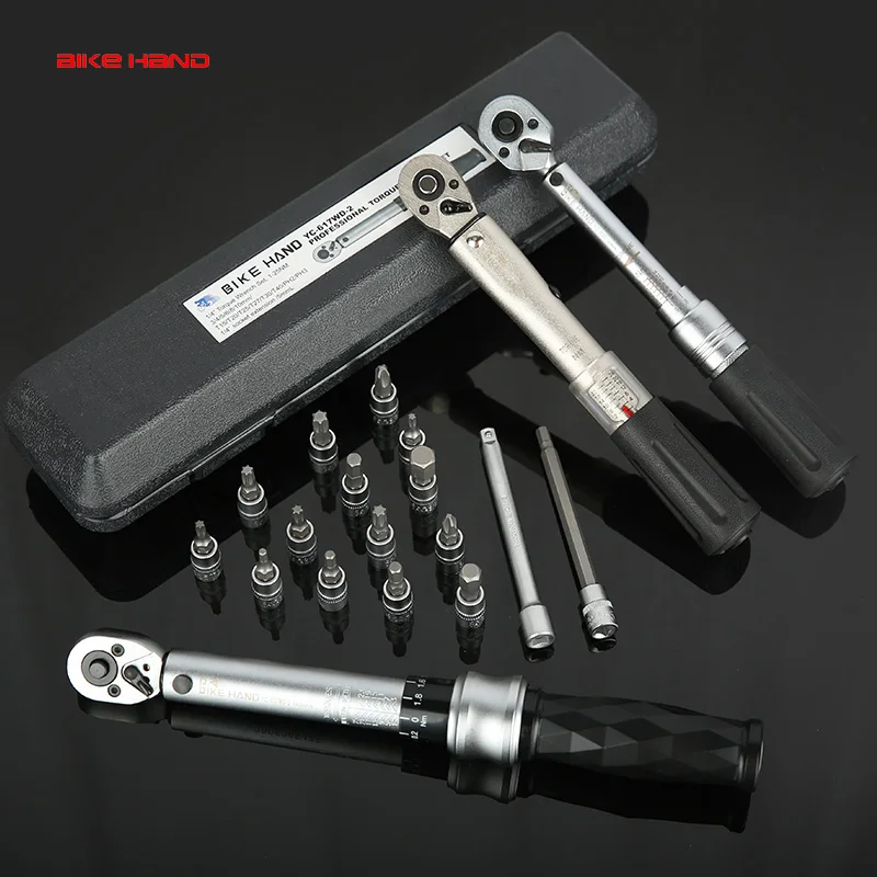 BIKEHAND 1/4 Torque Wrench Set 2-24Nm Adjustable Preset Alloy Steel Two-way Ratchet Socket Spanner Repair Bicycle Tool Kits