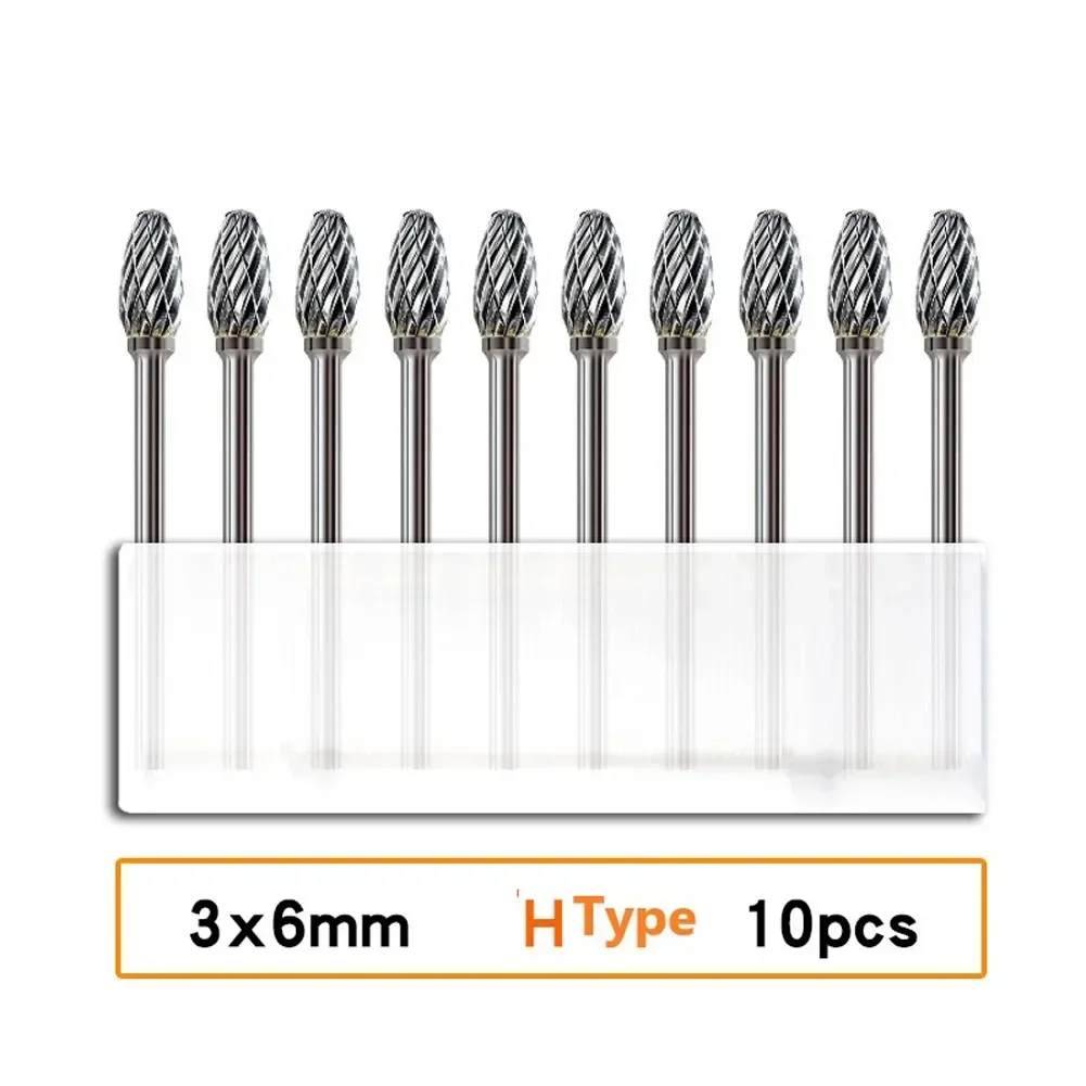 

10Pcs 3x6mm Tungsten Carbide Burrs Rotary Drill Grinder Carving Bit Double Cut Deburring Polishing Tool For Metalwork Wood Carve