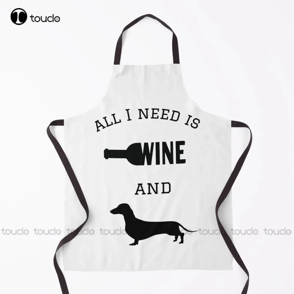 Todo lo que necesito es vino y un delantal Teckel tamaño delantal para mujeres hombres Unisex adulto jardín cocina delantal de limpieza del hogar