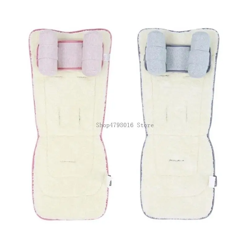 2 in 1 Baby Strollers Pad Breathable Headrest Easy Attach Design Machine Washable Polyester For Multiple Strollers