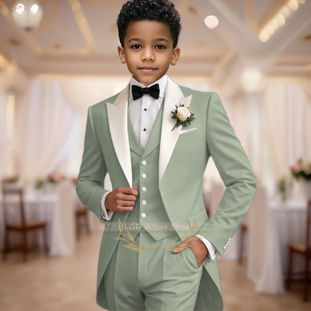 

Boys' Custom Tailored 3-Piece Formal Tailcoat – Peak Lapel Long Blazer, Waistcoat & Tailored Pants for Banquets & Birthdays