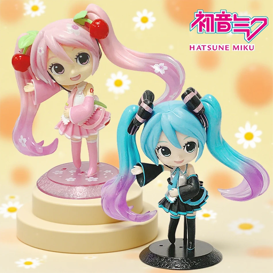 NEW Anime Hatsune Miku Figure Mini Character Ornaments Kawai Pink Green Hatsune Home desk Decoration Adult Toy kid Birthday Gift