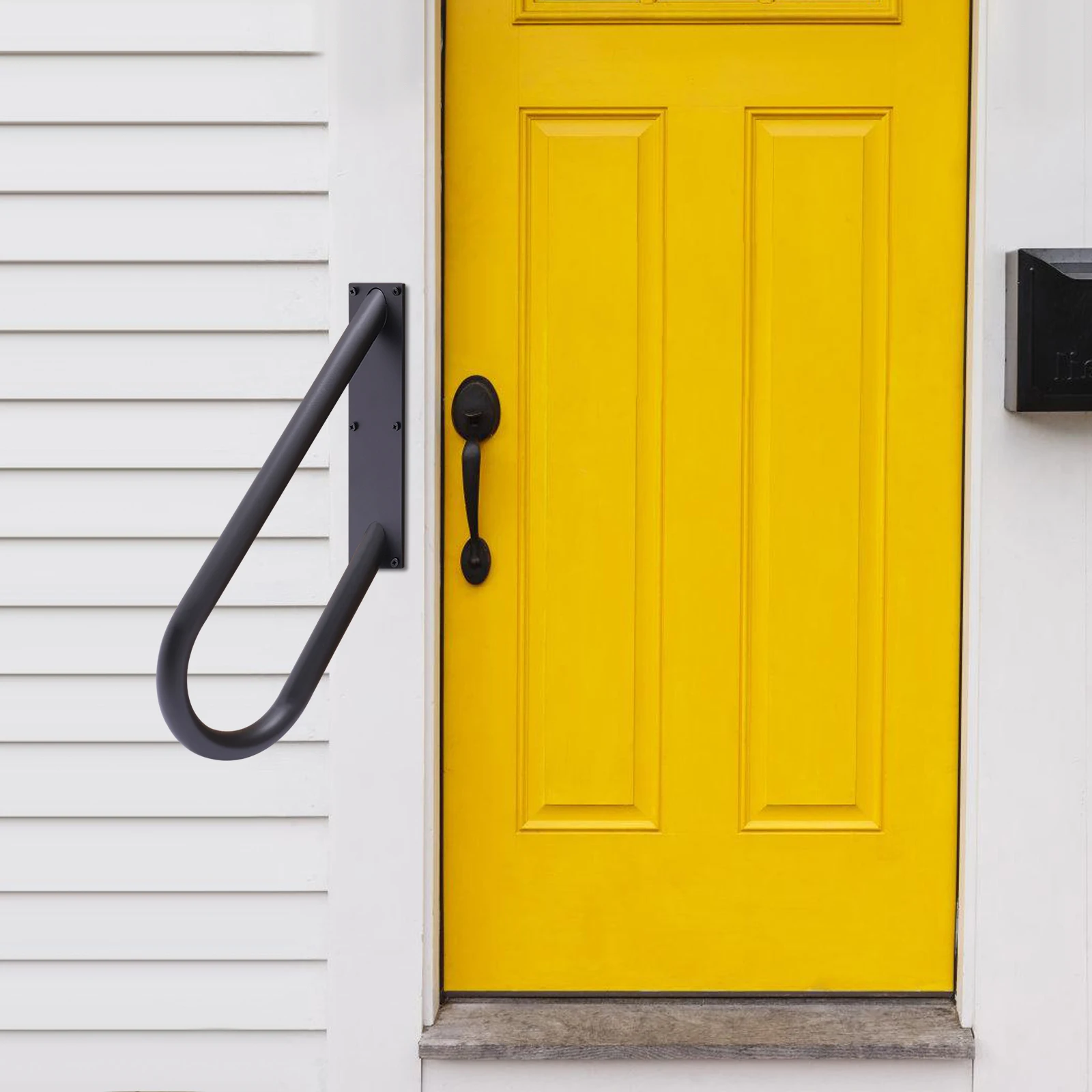 Durable Metal Stair Railing with 660 lbs Capacity, U-Shaped Structure, Black Powder-Coated Finish, Easy to Install and Clean,