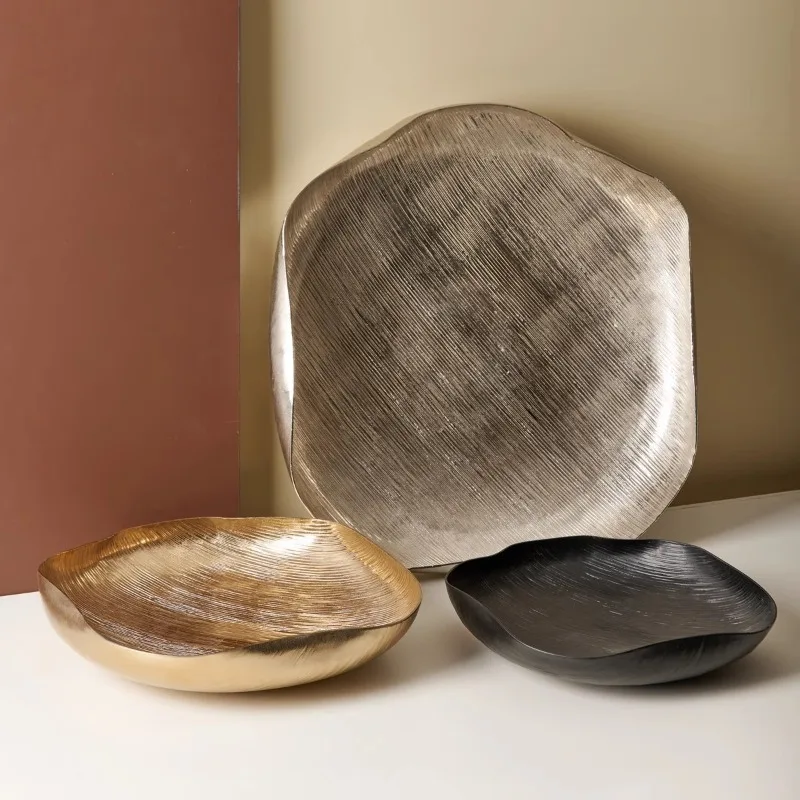 Modern simple irregular tray ornament model room living room desktop storage plate black decorative bowl
