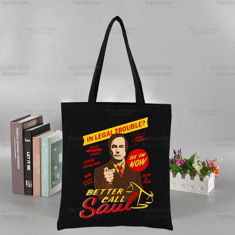 Better Call Saul Breaking Custom Tote Bag Shopping Original Design Black Unisex Travel Canvas Bags Eco Foldable Shopper Bag