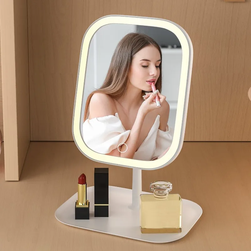 LICE-Touch-Control LED Lighted Makeup Mirror-Powered Folding Vanity Mirror-Portable For Bathroom, Bedroom
