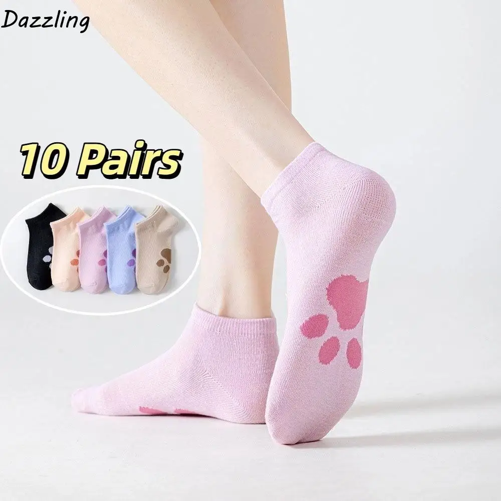 

10 пар модных коротких носков с рисунком медвежьих когтей, дышащие эластичные невидимые носки, лоскутные чулочно-носочные изделия, носки-лодочки для женщин и женщин