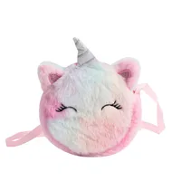 Kids Fashion Plush Shoulder Bag Cute Cartoon Unicorn Wallet Girls Handbag Baby Accessories 3
