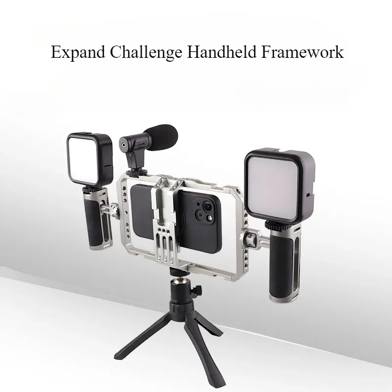 Mobile Phone Handheld Stabilizer with Extendable Mic & Cage