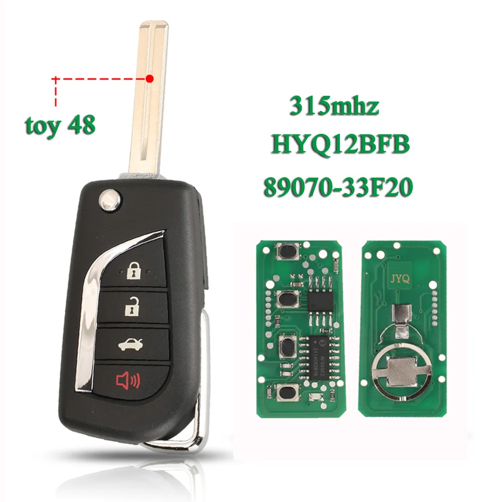 jingyuqin 3+1 Buttons For Toyota Camry 2018+ Original Flip Remote Key 315mhz 8A-H chip 89070-33F20 FCCID:HYQ12BFB corolla 2020