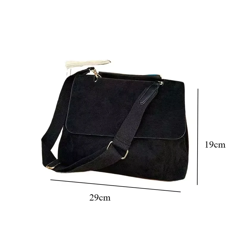 New Vintage Brown Velvet Crossbody Bag for Women Large Capacity Shoulder Bag Stylish and Practical Autumn Winter Messenger Bag