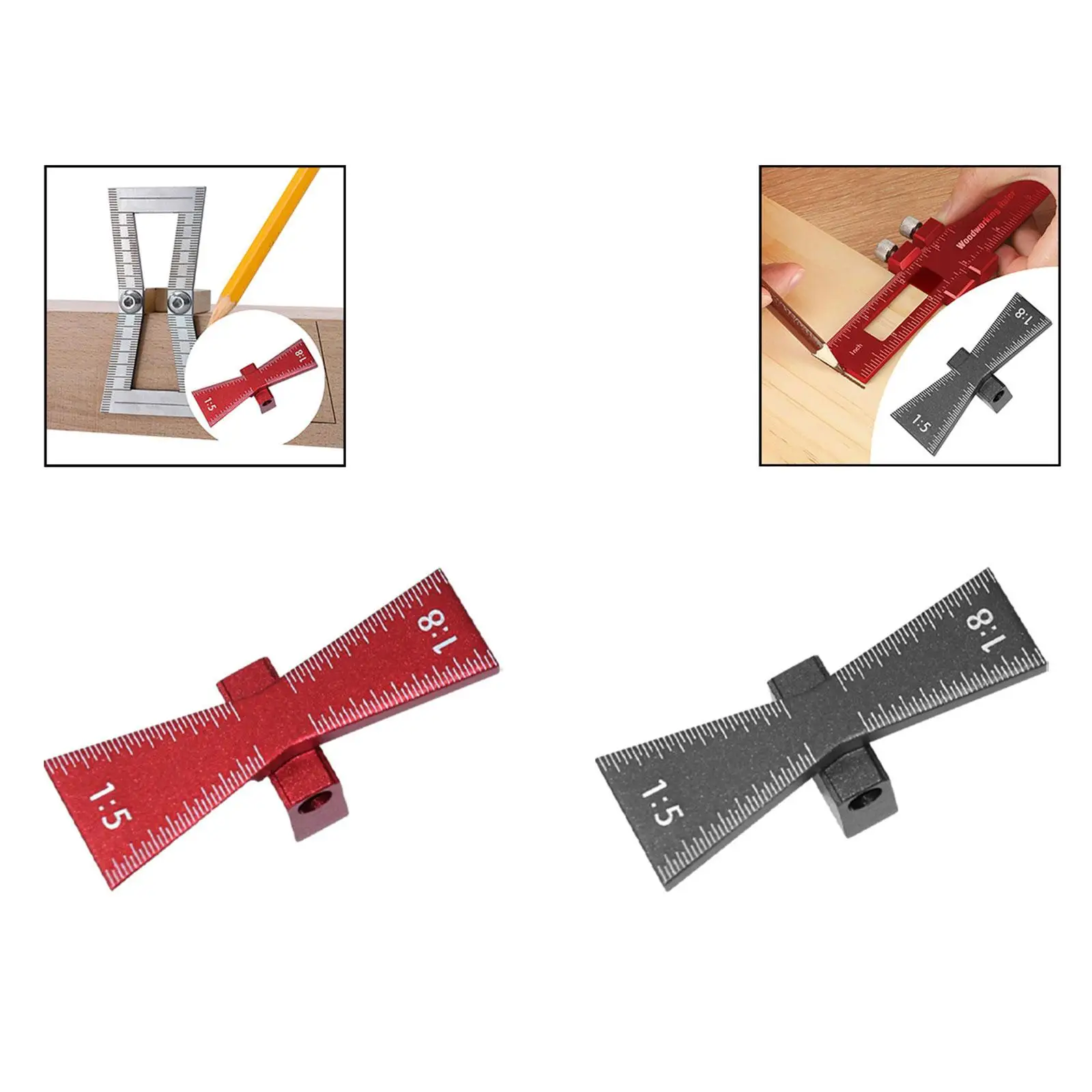 

Dovetail Marker Aluminum Alloy Multifunctional Dovetail Marking Jig for DIY Wooden Joints Cork Hardwood Wood Marking Crafts