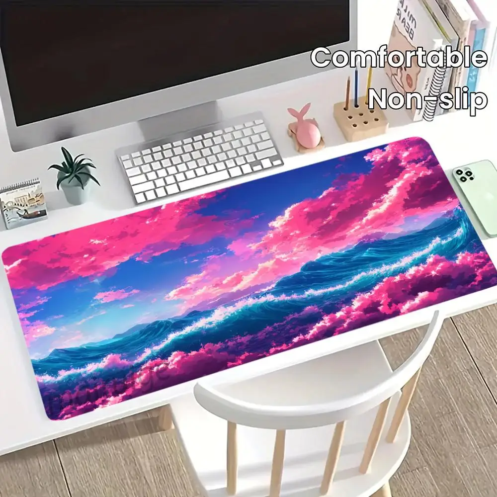 

Wave Sky Mouse Pad Large Computer Office Game Table Mat XXL Rubber Anti-slip Stitched Edges PC Keyboard Mats Washable Desk Pads
