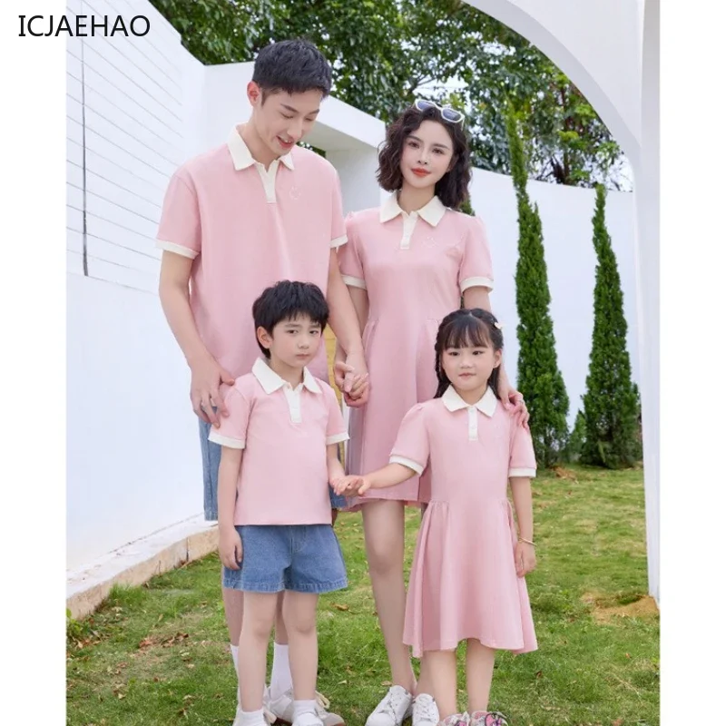 

2025 Mom Girl Matching Summer A-line Dresses Dress Set Twin Cotton Clothes Comfortable Family Vacation Outfits Casual Beach