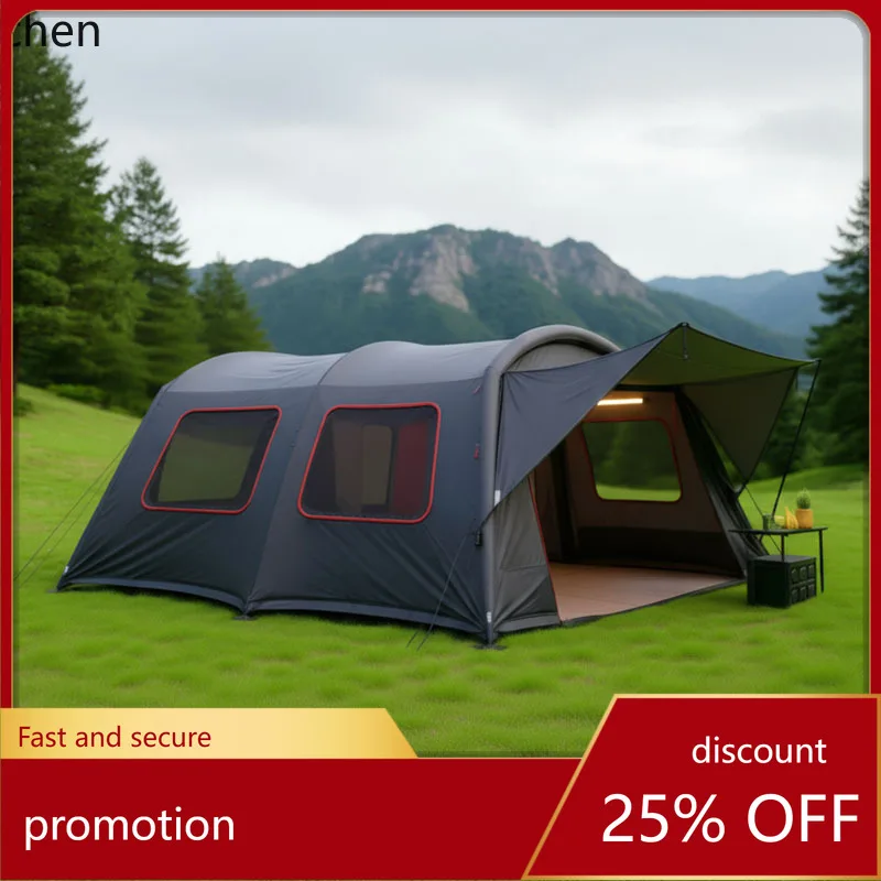 HYS  Tunnel Tent Outdoor 4-6 Person Windproof Rainproof Large Space Grassland Camping Family Tent