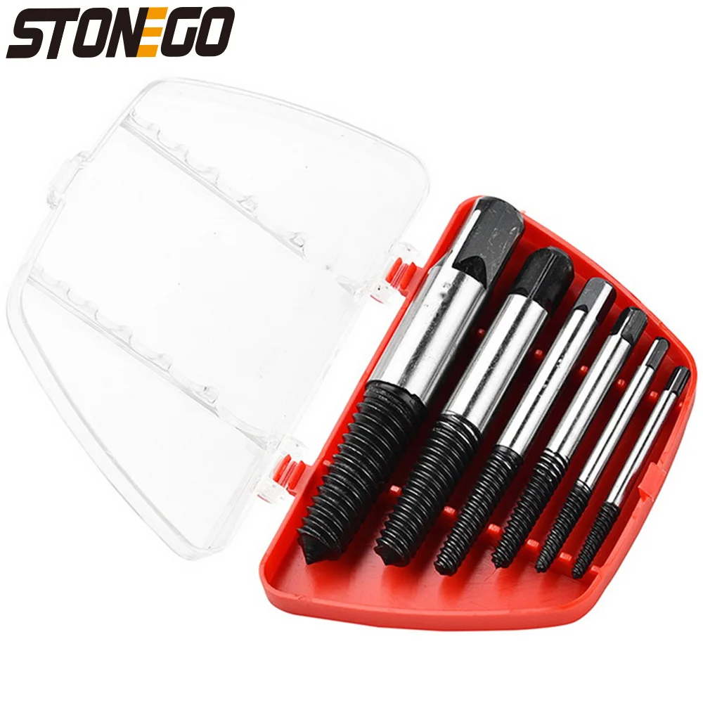 

STONEGO 5 or 6 Piece Carbon Steel Screw Extractor Set - Double-Sided Bits for Broken or Damaged Screws