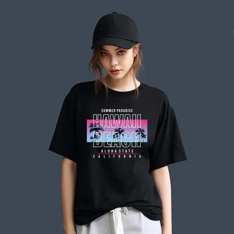 Summer Design Letter Pattern Palm Tree Beach Iron On Transfer Heat Vinyl Ironing Stickers Decor Washable Garment Accessories