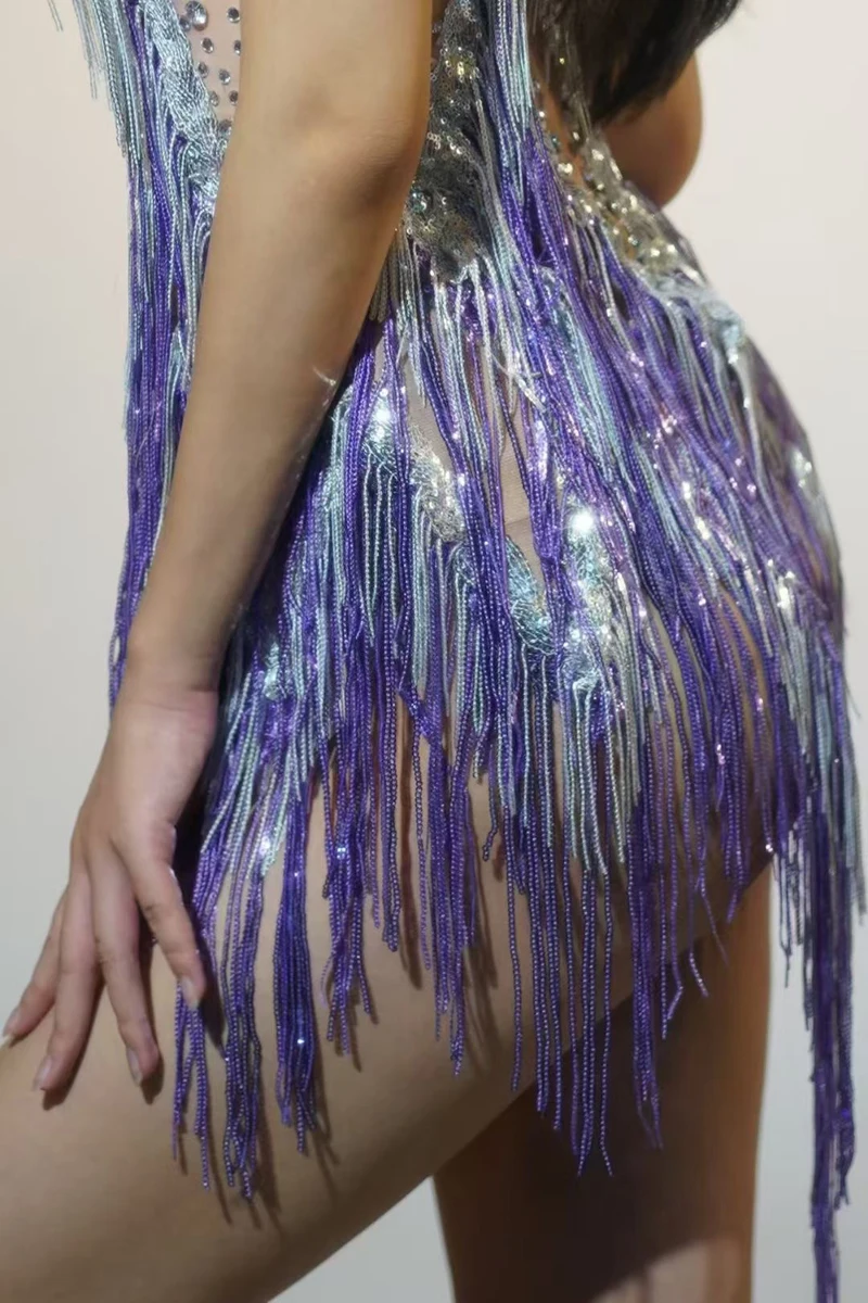 أزياء أداء الرقص اللاتيني للنساء مخصصة فاخرة كاملة الترتر شرابة فستان التانغو سامبا رومبا فساتين المنافسة