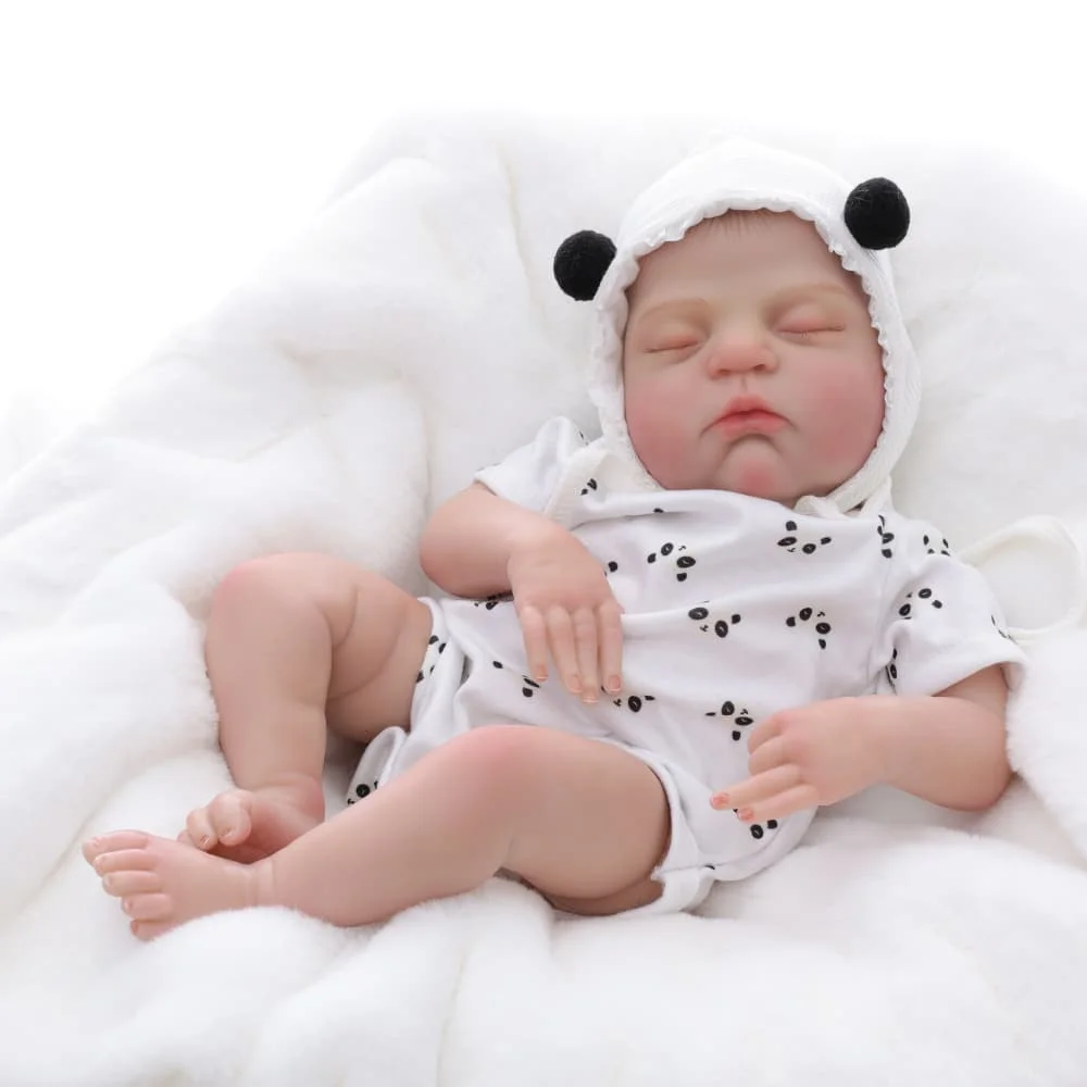 Cloveray Authentic 18-inch Soft Cloth Sleeping Realistic Newborn Doll Soft Silicone Cloth Doll Christmas Girl Boy Birthday Gift