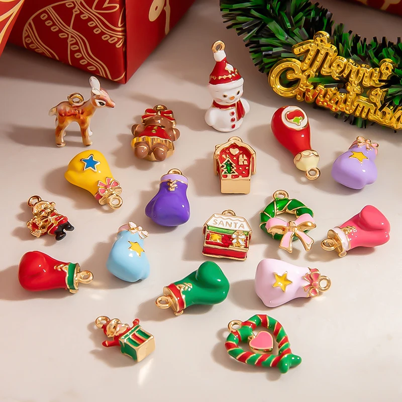 

10 шт., разноцветный сплав, подвеска в форме лося, снега, человека для изготовления ювелирных изделий, ожерелье, браслет, аксессуары