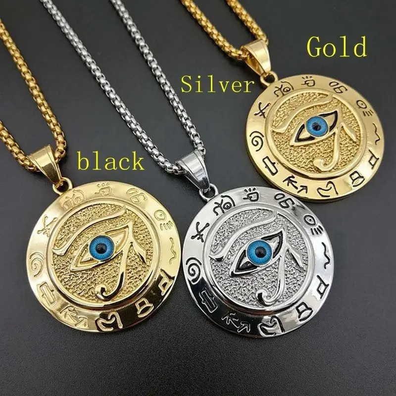 1pcs Hot Selling Personalized Creativity Ancient Egyptian Font Pendant With Eagle Head And Divine Eyes Necklace For Unisex