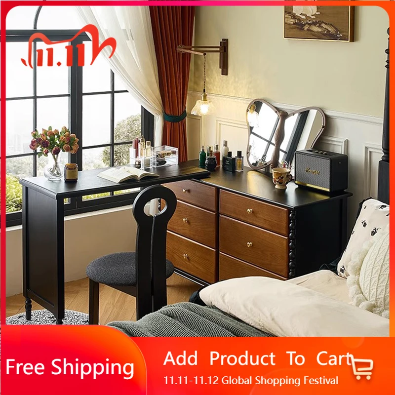 

Wood Bedroom Vanity Table Makeup Drawers Desk Chair Women Modern Dressing Table Cabinet Drawers Penteadeira Trendy Furniture