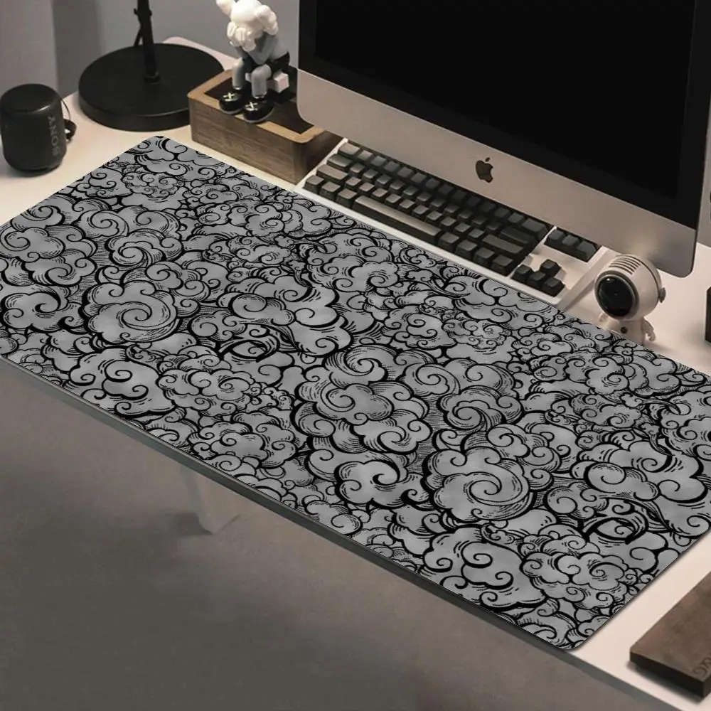 

Japan Clouds Mousepad Kawaii Black Deskmat Offices Carpet Large Gaming Mousepad Laptop Computer Rubber Mouse Pad Accessories