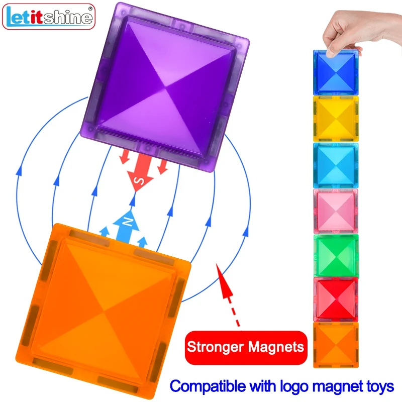Magnetic Tiles Montessori Toys Stem Learn Education Building Blocks Magnet Construction Stacking Kids Children Girls Puzzle Game