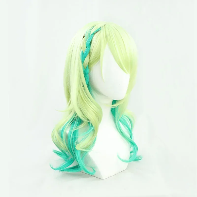 Hololive AT Ceres Fauna Vtuber Youtuber Cosplay Wig Green Gradient Long Curly Wavy Synthetic Hair for Halloween Costume Party