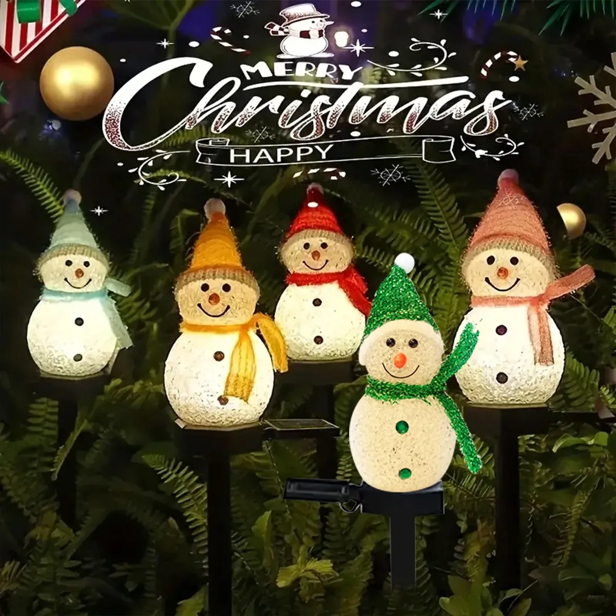 1/2pcs Christmas Snowman Solar Stake Light Outdoor Garden Waterproof Xmas Atmosphere Courtyard Lamp For Home Courtyard Decor