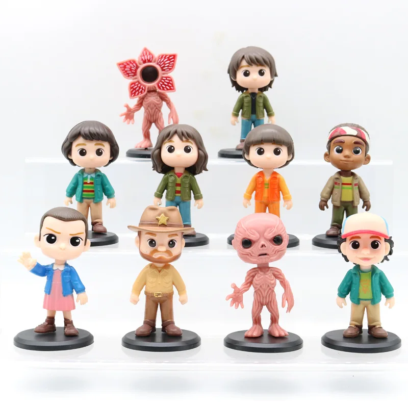 

Набор из 10 фигурок по аниме «Очень странные дела»: Элевен, Дастин, Барб, Стив, Демогоргон. Коллекционная модель, подарок для фанатов.