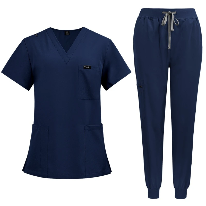 New Arrival Unisex Quick Dry Short Sleeve Medical Scrub Set Two-Piece Work Uniform Ideal for Dental Nurses Doctors Hospital