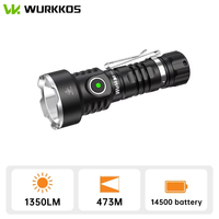 Wurkkos TS12 Mini 14500 Rechargeable EDC Flashlight 1050LM Throw 432M SFT25R LED IP68 Waterproof Magnetic Tail Torch with Bezel