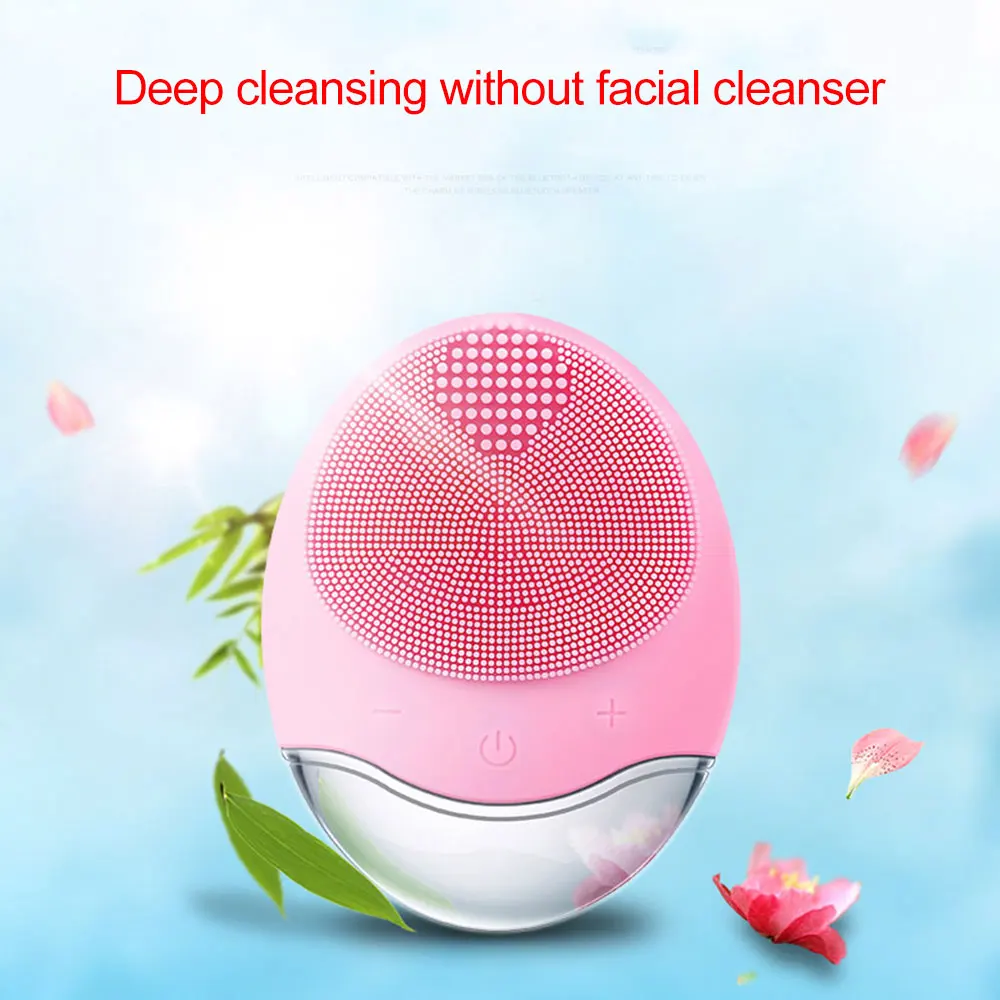 Electric Face Cleaner Sonic Silicone Facial Cleansing Brush Electric Ultrasonic Vibrating Face Massager Mini Pore Deep Cleaning