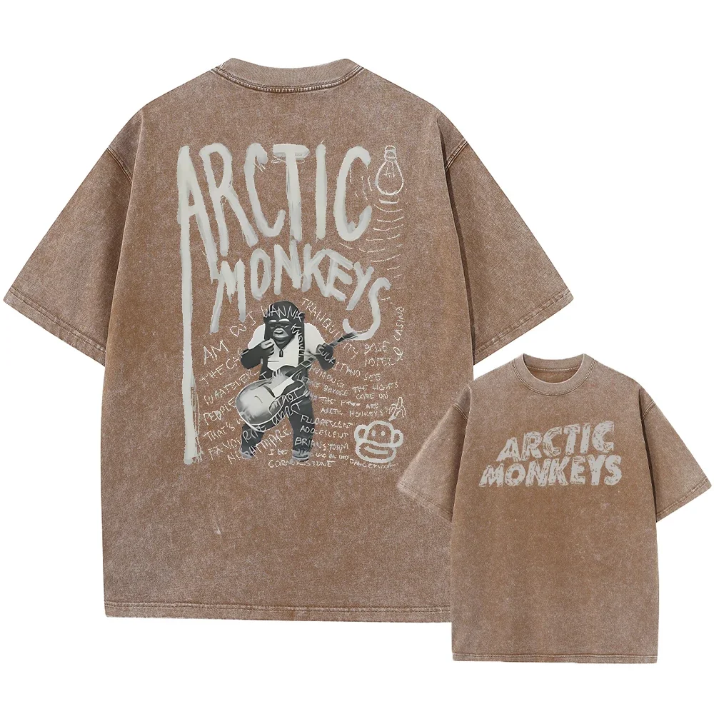 

Retro Rock Arctic Monkeys Music Album Graphic T-Shrit Men's Vintage Washed Oversized Short Sleeve T Shirt Y2k Streetwear