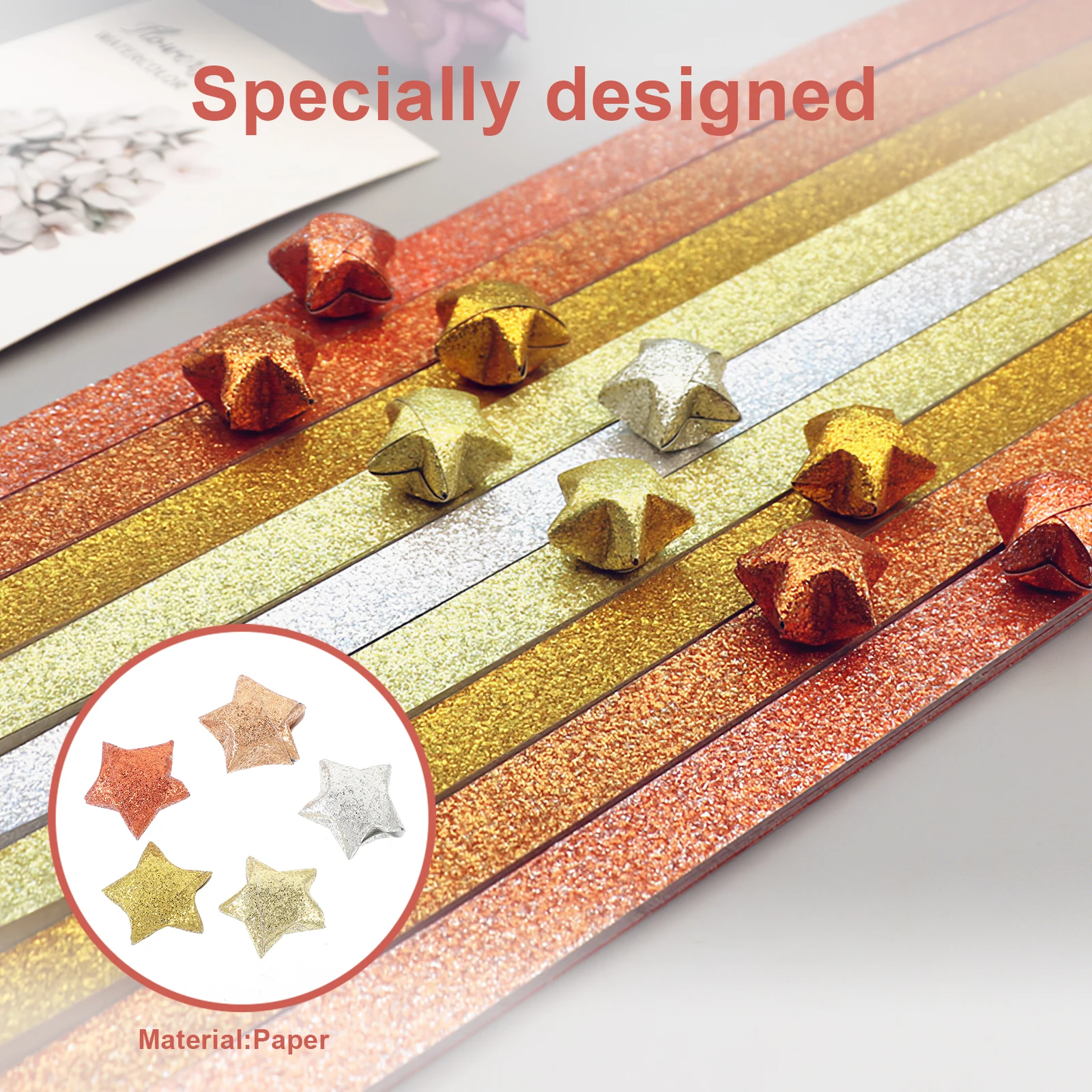 

200pcs Lucky Star Paper Sticks Origami Paper Glitter Craft DIY Folding for Kids Crafts Handicrafts Scrapbooking Cards Japanese