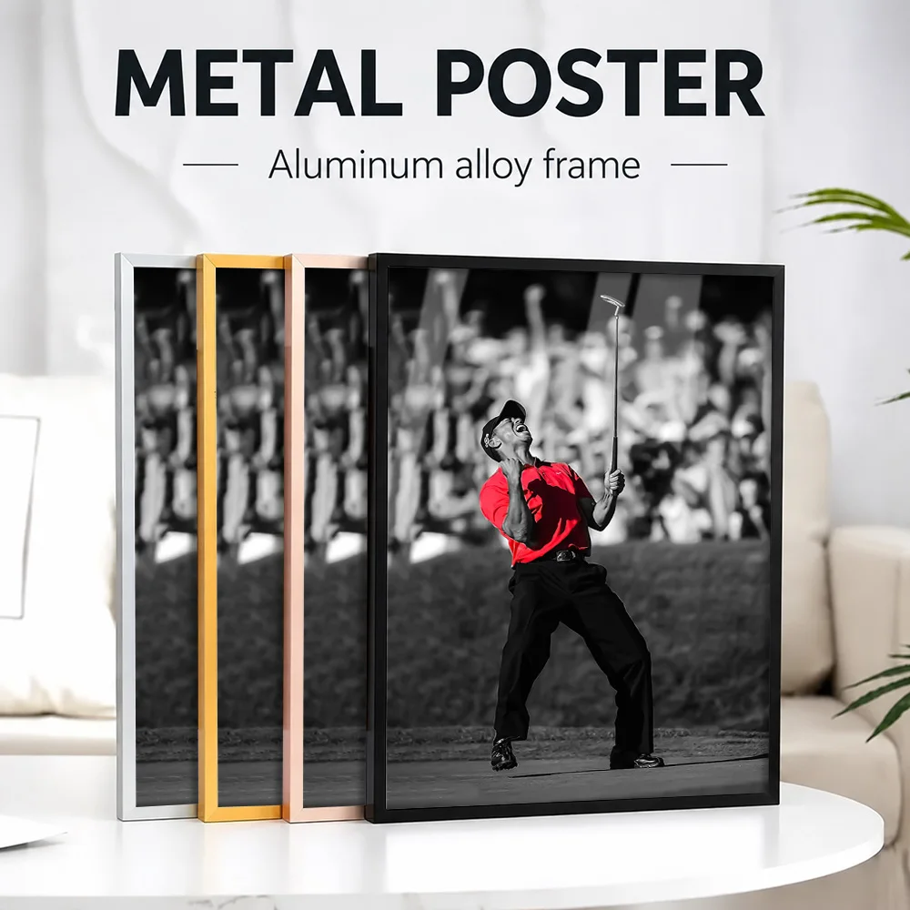 Tiger Woods Metal Poster With Aluminum Alloy Frame Personalized Photo Elegant Sports Style Wall Art For Man Cave Birthday Gift
