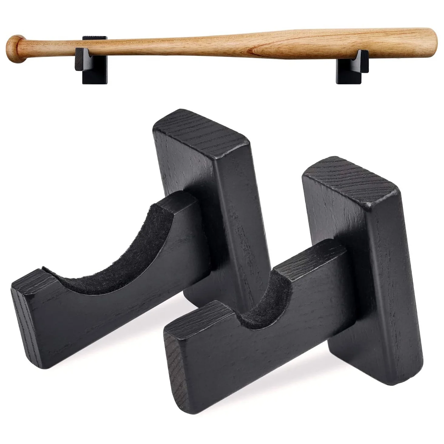 ABVB-Baseball Bat Display Wall Mount,Bat Holders For Wall Solid With Felt Liner And Screws Bat Wall Mount