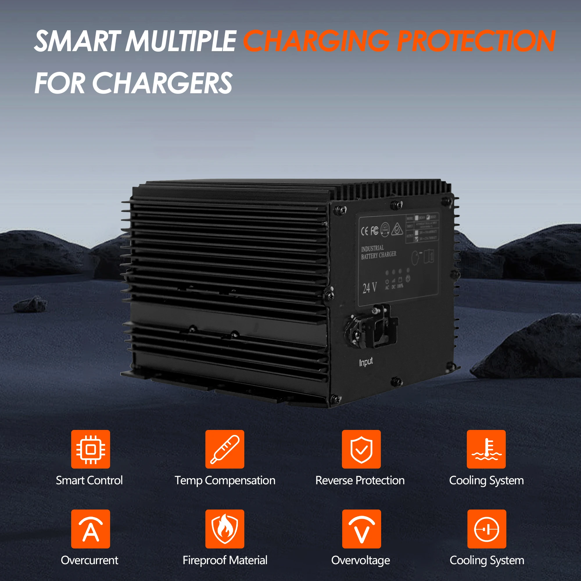 Carregador de bateria 24V 25A para vassoura de purificador de piso Tennant 1029256 50050 1058164